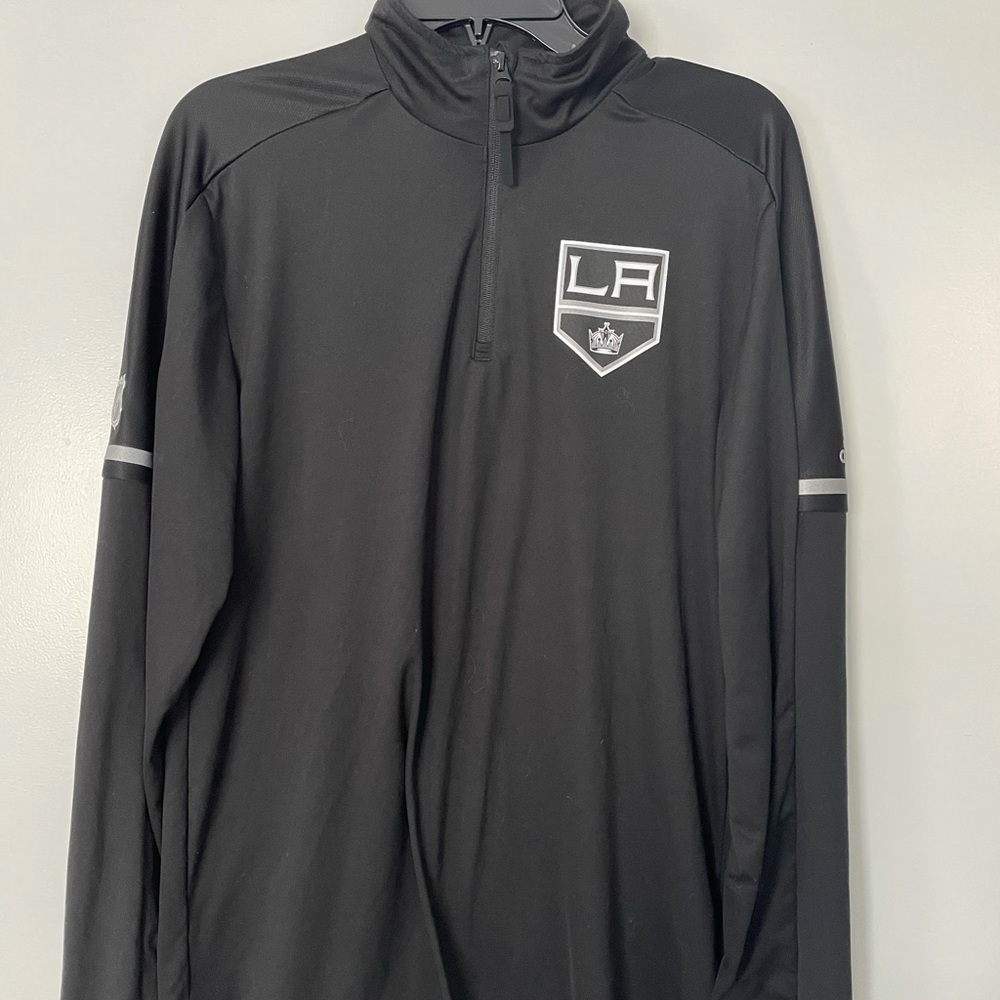 Adidas LA Kings 1/4 Zip Black Jacket Size Small